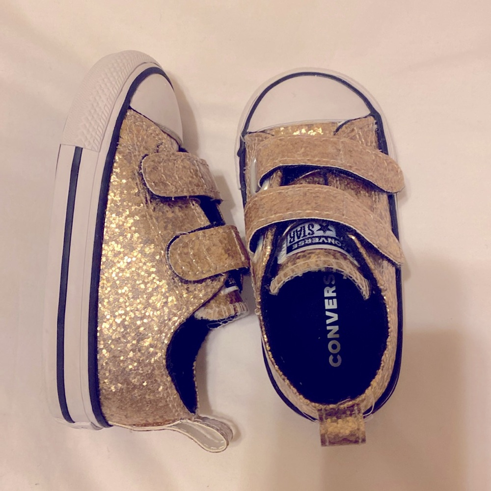 Gold glitter Converse with two adjustable straps